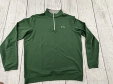 Peter Millar Men's XL Classic Fit Michigan State Perth Performance 1/4-Zip GREEN