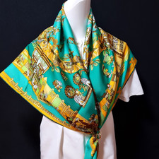 RARA SCIARPA DI SETA VINTAGE HERMES "Astres et Soleils" Carre 90 Duty-free US
