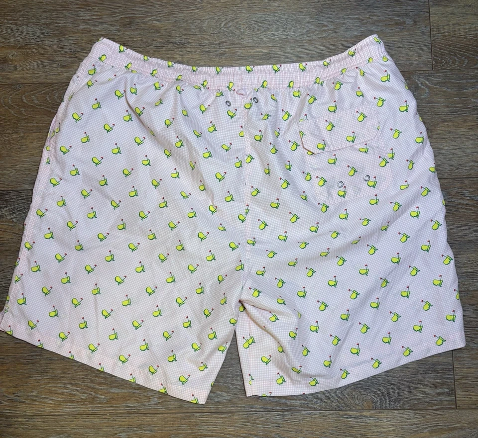 Rare Peter Millar The Masters Mesh Lined Swim Trunks Shorts Men's XXL Pink - Image 3 of 4
