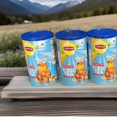 3 PACK NEW Lipton Caffeinated Unsweetened Instant Iced Tea 28 Quarts EXP. 11/26 