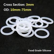 Cross Section 3mm Food Grade O-Rings VMQ Silicone Rubber Gasket ID 4-69mm Clear