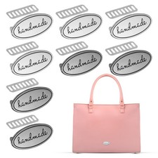 Handmade Metal Oval Tags Label 8PCS Use for DIY Craft Silver Tone/Black