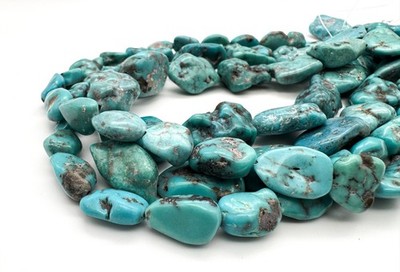 Genuine Natural Turquoise Arizona Nuggets Vibrant Blue Smooth Gemstone Beads