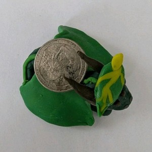 handmade green polymer clay dragon 