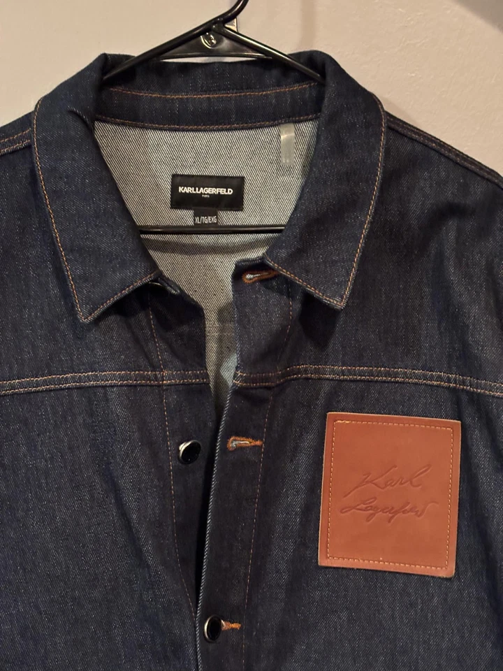 Chaqueta Denim KARL LAGERFELD PARIS HOMBRE Costura en Contraste Azul Talla XL Foto 3 de 4