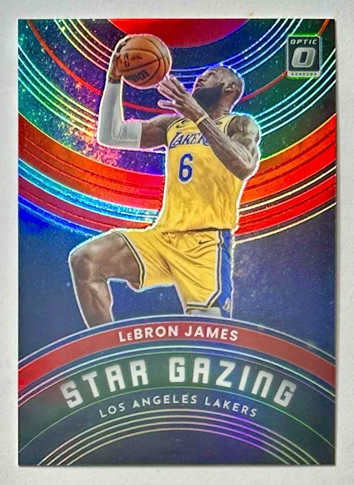 2022-23 Optic LeBron James Red Star Gazing Prizm Refractor SP #d /99 Lakers Rare