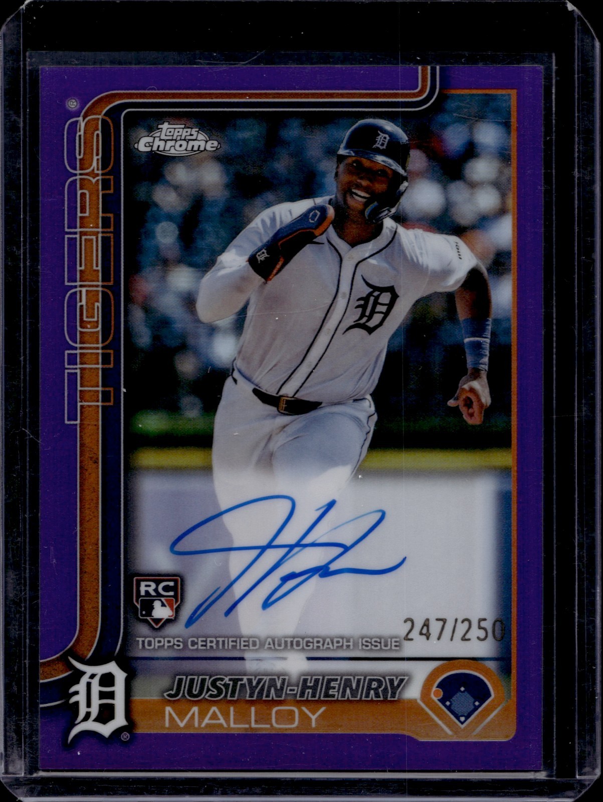 2025 Topps Chrome Rookie Autographs Purple Justyn-Henry Malloy 250