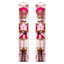 Valentines Day Door Banner Nutcracker Porch Banner Set for Front Door Porch Entr