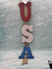 4TH OF JULY, PATRIOTIC, USA Hanging Sign Red, White, Blue SHIPS FREE