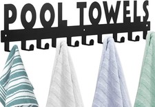 Pool Towel Rack Large Size 10 Hooks for Bathroom Wall Mount Towel Hooks Towel...