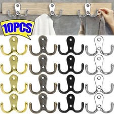 10-Pcs Double Chrome Twin Coat Hooks Door Bathroom Bedroom Dress Clothes Hangers