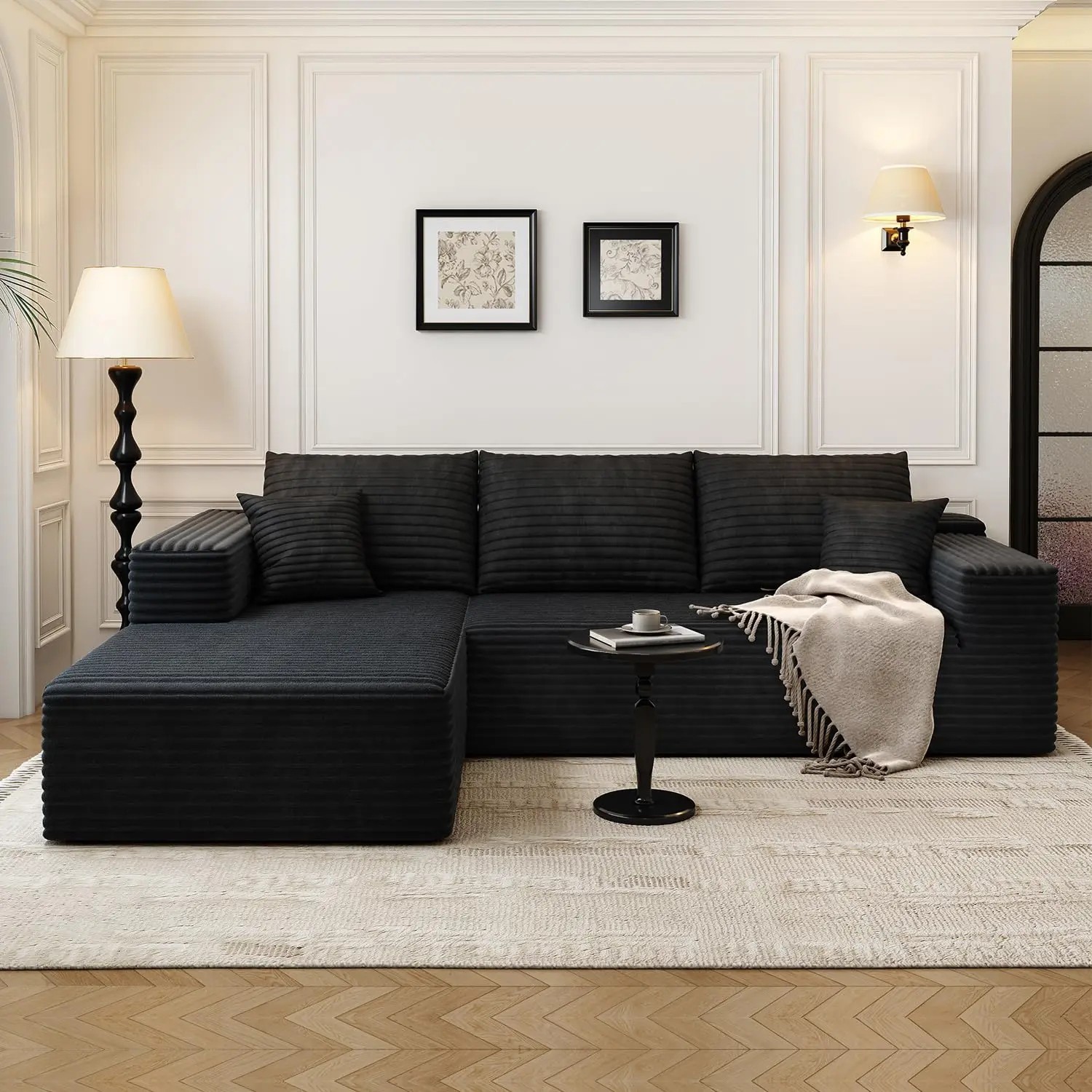 Uimoso Modular Sectional Sofa L Shaped Cloud Couch with Chaise Dark Grey