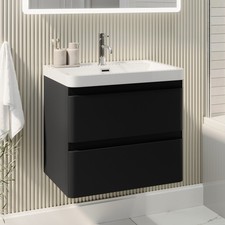 Image of 600mm Black Wall Hung Vanity Unit with Basin - Pendle BUN/PEN600BWH/96091