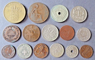 Münzen, Europa, kleines Lot mit 15 Münzen, 1880-1955