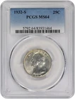 1932-S Washington Silver Quarter MS64 PCGS