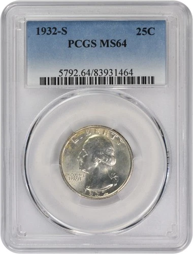 1932-S Washington Silver Quarter MS64 PCGS