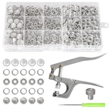 Pearl Snaps for Fabric w/Snap Pliers, 140 Set, 12mm Metal Snap Button Kit for...