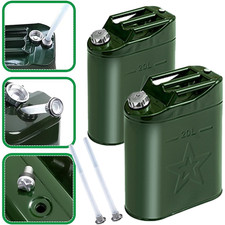 2pcs Jerry Can 5 Gallon 20l Can Metal Tank Emergency Backup Off-road