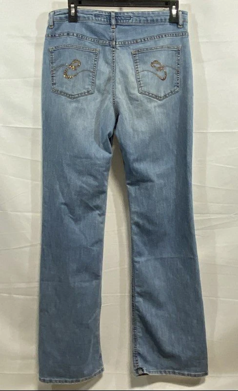 Pantalones de mezclilla Escada Sport vintage para mujer Y2K Kate azul con cuentas logotipo E corte boot talla 40 Foto 2 de 4