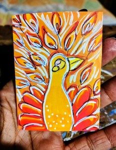 ACEO Original Signed Peacock Bird Painting "Sunny Birds of a Feather" 2026