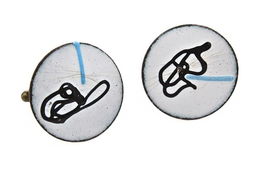 Distinguished MCM Modernist Enamel Abstract Copper Cufflinks
