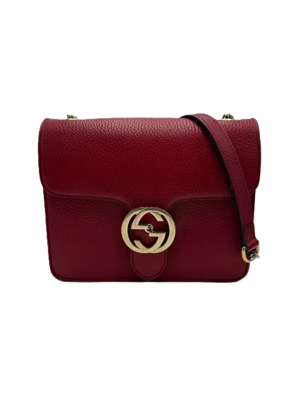 Sac à bandoulière Gucci en cuir rouge à emboîtement dollar