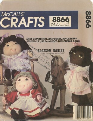 McCall's 8866 BLOSSOM BABIES 23'' Soft Sculptured Dolls UNCUT Sewing Pattern 80s