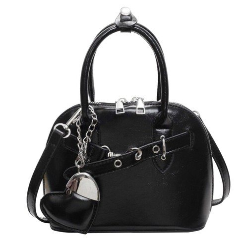 Elegant PU Shell Shoulder Bag Handbag with Heart Pendant and Adjustable Strap - Picture 6 of 12