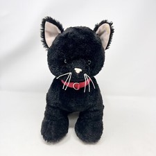 Build-A-Bear Promise Pets All Black Cat Plush Green Eyes 12" Red Collar
