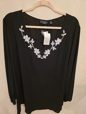 Susan Graver Top Size 28W Black Blouse 100% Polyester NWT