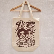 Silk Sonic Bruno Mars Anderson Paak Live And In Concert Beige Canvas Tote Bag