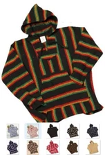 Baja Bily's Mexican Hoodie Ponchos - Woven Mexican Hooded - Surfer Drug Rug-NWT