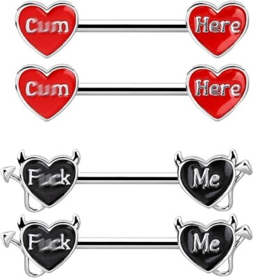 Nipple Piercing Jewelry Devil Nipple Rings 14 Gauge, Stainless