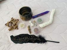 YpS Wicca Hexentopf Kerze Magie Esoterik  Ritual Zubehör Kräuter Heilsteine lila