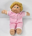 Vintage Cabbage Patch Kids Doll 1984 Blonde Hair Green Eyes Dimple Pink Onezie