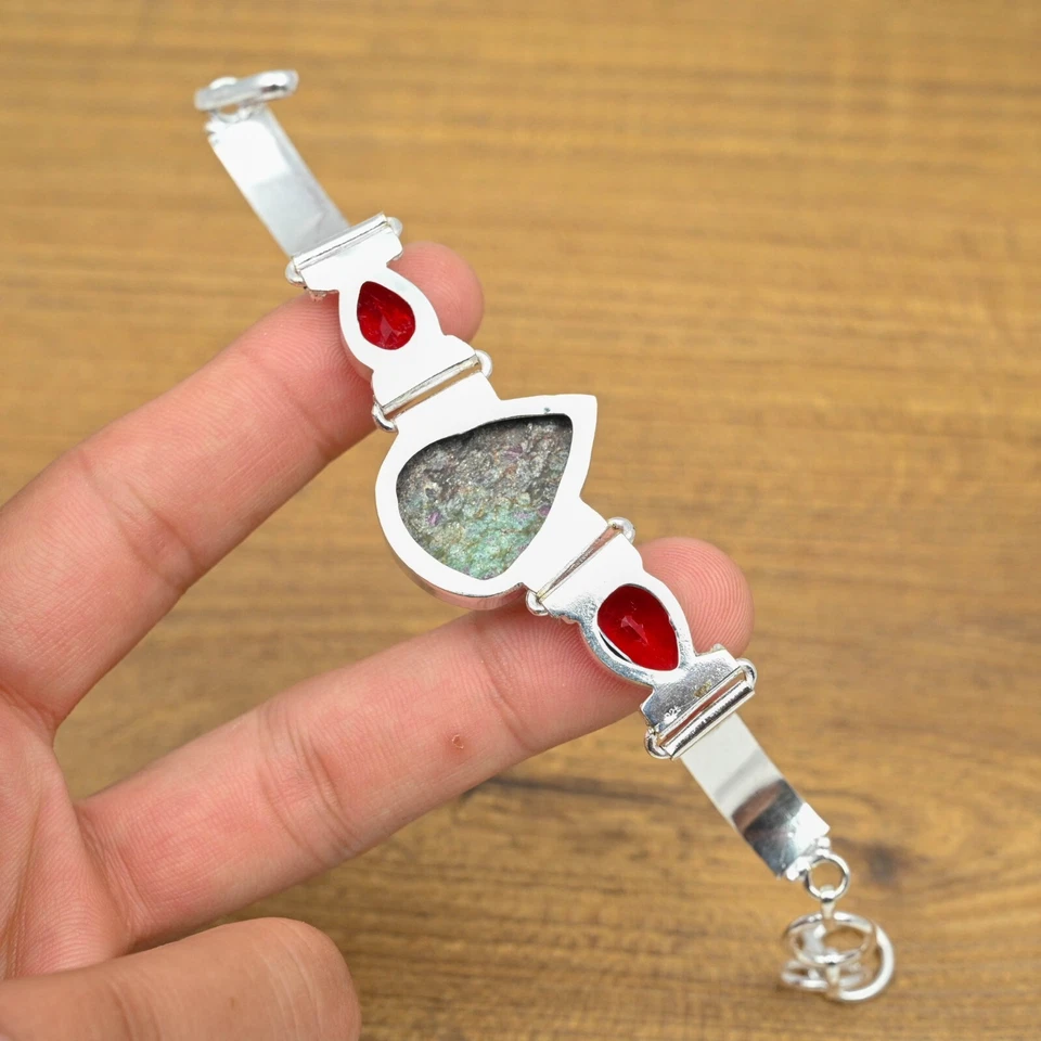 Ruby Fuchsite Garnet Bracelet 925 Sterling Silver Natural Handmade Bracelet - Image 4 of 4