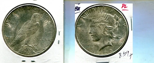 1923 S PEACE SILVER DOLLAR CH BU 859T