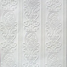 Image of Anaglypta Luxury Textured Vinyl Embossed Paintable Wallpaper Louisa White RD750