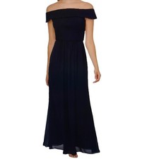NWT Adrianna Papell Off-The-Shoulder Chiffon Gown Midnight Size 10