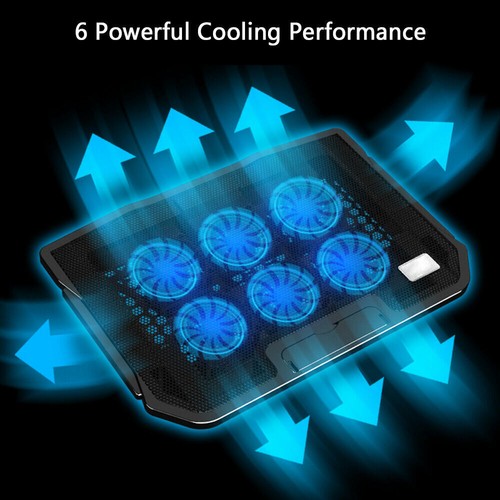 Laptop Cooling Pad with 3/5/6 Fan Notebook Cooler Stand Holder Dual USB 12"-17" - Afbeelding 13 van 40