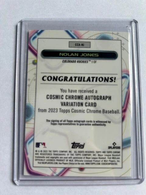 2023 Topps Cosmic Chrome Nolan Jones RC #CCA-NJ Variation AUTO - Image 2 of 2