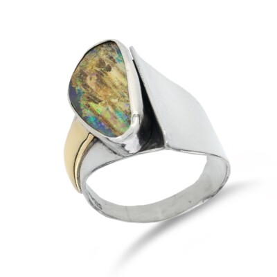 Sterling Silver Vintage Boulder Opal Cabochon Ring SR-4286