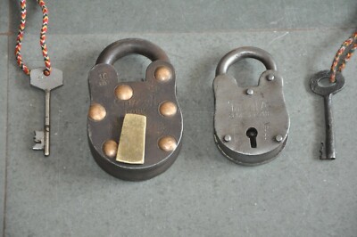 2 Pc  Vintage Iron Unique Different Shape Handcrafted Padlocks 