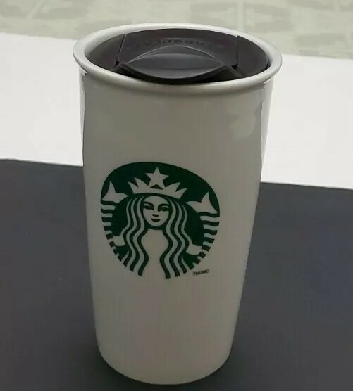 STARBUCKS 2011 - 12 Oz Travel Coffee Mug Cup Ceramic Mermaid Tumbler wLid Preown