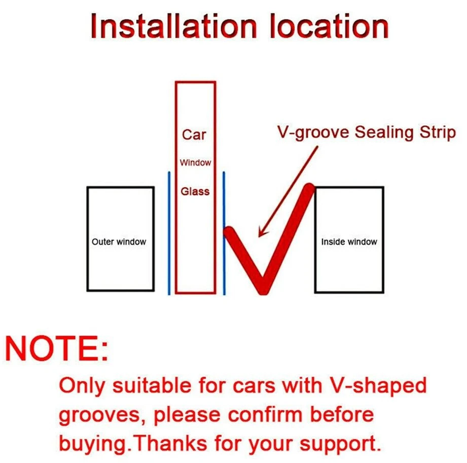 Универсальные звукоизоляционные уплотнительные полоски для окон дверей автомобилей типа V 13 футов - Изображение 3 из 4