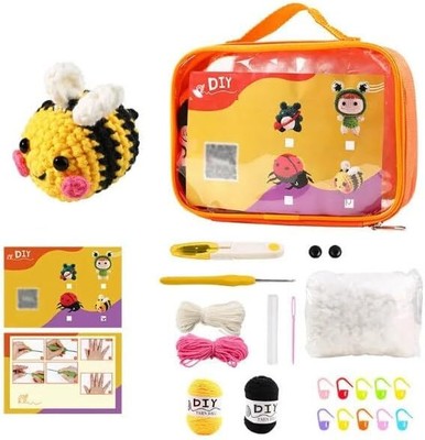 1 Pc DIY Cute Black and Yellow Bee Crochet Knitting Starter Kit for Beginners