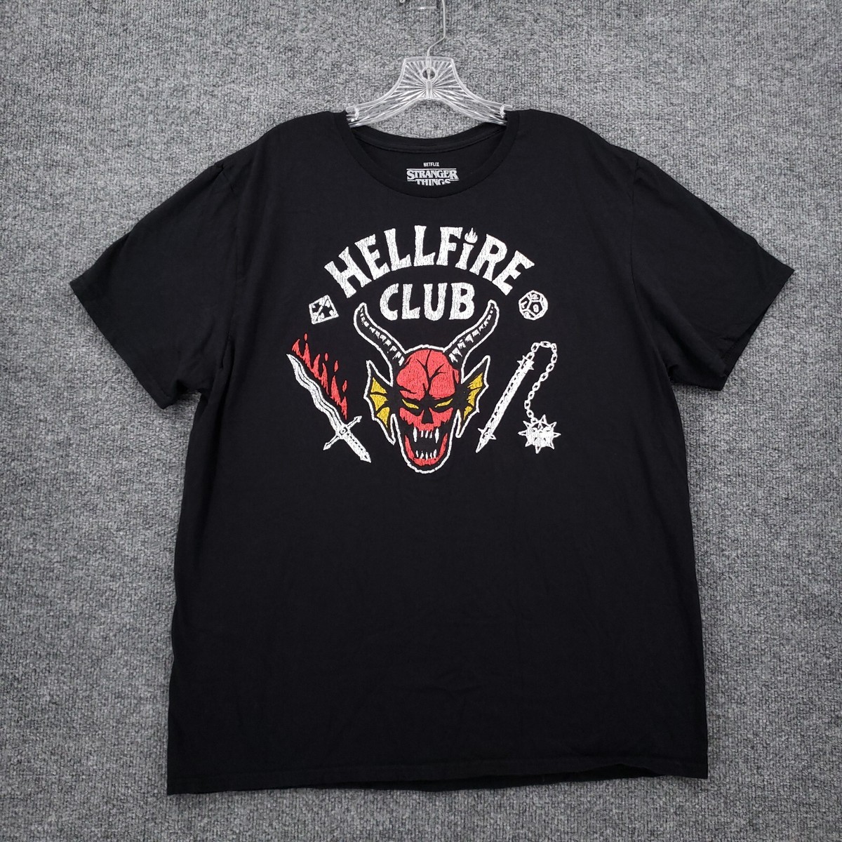 Netflix Stranger Things T Shirt Mens XL Black Hellfire Club 