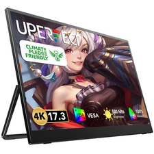 4K Portable Monitor 17.3" Gaming Monitor 1500:1 500Nit Freesync HDR USB C Screen