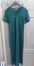 St Michaels M&S Womens Dress Sheer Green Blue Floral Midi Size Uk 12 Vintage