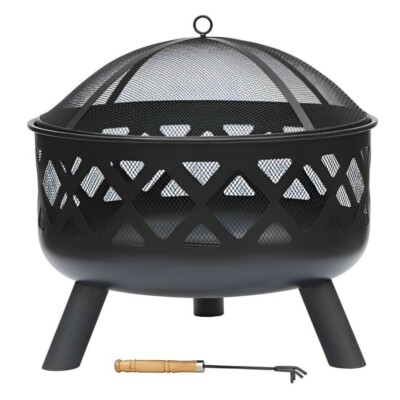 Feuerstelle Feuerschale Garten Outdoor Holzofen BBQ Camping Heizung Gitterschutz 61cm